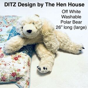 DITZ Design Off White Polar Bear Plush 26” Collectible Home Decor Stuffed Animal